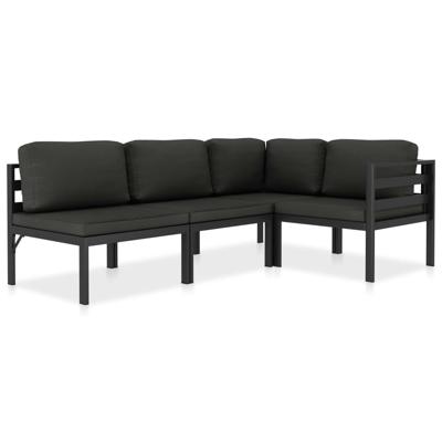 4-delige Loungeset met kussens aluminium antraciet