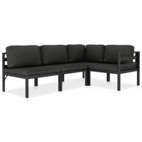 4-delige Loungeset met kussens aluminium antraciet
