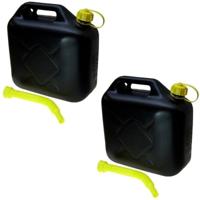 Benson Jerrycan - 2x - 5 liter - voor brandstof - zwart - incl. schenktuit