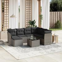 8-delige Loungeset met kussens poly rattan grijs 8-delige Loungeset met kussens poly rattan grijs