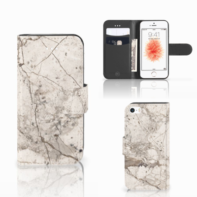 Apple iPhone 5 | 5s | SE | Bookcase | Marmer Beige