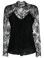 Antonelli blouse crop à dentelle fleurie - Noir - thumbnail