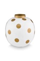 Pip Studio Metalen Vaas Stippen Wit Goud 23cm