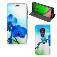 Motorola Moto G7 Play Smart Cover Orchidee Blauw - Cadeau voor je Moeder - thumbnail