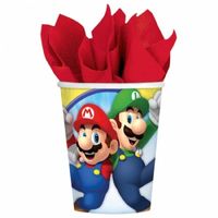 16x stuks Super Mario thema bekers 266 ml