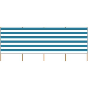 Strand/camping windscherm gestreept wit blauw 5 meter x 120 cm   -