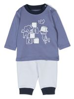 Kenzo Kids survêtement en coton à logo imprimé - Bleu - thumbnail