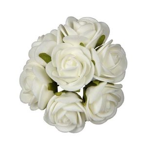 Ideas4seasons Decoratie roosjes foam - bosje van 7 - wit - Dia 6 cm   -