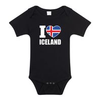 I love Iceland / IJsland landen rompertje zwart jongens en meisjes 92 (18-24 maanden)  -