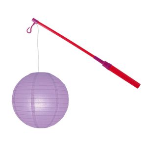 Lampionstokje 40 cm - met lampion - lila paars - D25 cm