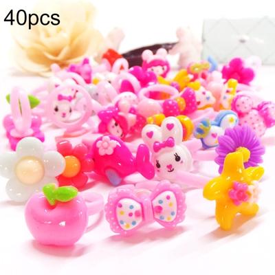 40 PC'S kinderen cute cartoon hars bloem dierlijke hart Bow-knoop ring glad oppervlak