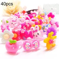 40 PC'S kinderen cute cartoon hars bloem dierlijke hart Bow-knoop ring glad oppervlak 40 PC'S kinderen cute cartoon hars bloem dierlijke hart Bow-knoop ring glad oppervlak