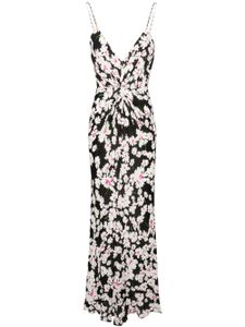 MSGM robe longue en crêpe à fleurs - Noir