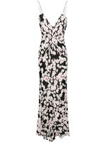 MSGM robe longue en crêpe à fleurs - Noir