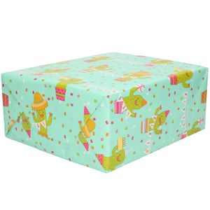 3x Rollen Inpakpapier/cadeaupapier mintgroen met cactussen design 200 x 70 cm