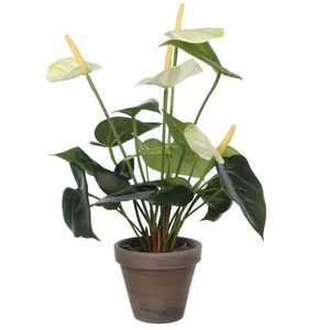 Kunstplant anthurium wit flamingoplant in pot 27 cm   -