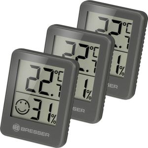 Bresser Optik Temeo Hygro Indikator 3pack Thermo- en hygrometer Grijs