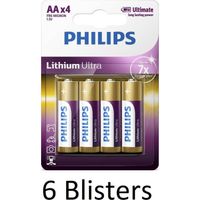24 stuks (6 blisters a 4 stuks) Philips AA Lithium Ultra Batterijen - thumbnail