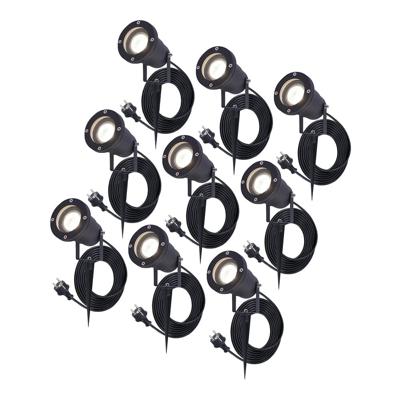 Set van 9 Sydney LED prikspots - Dimbaar - Kantelbaar - GU10 - 4000K neutraal wit - 4 Watt 345 Lumen - IP64 Waterdicht - 1,5 meter netsnoer incl. eurostekker - Zwart