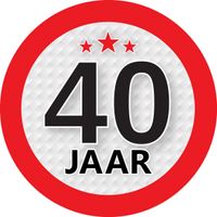 40 jaar leeftijd sticker rond 9 cm verjaardag versiering   -