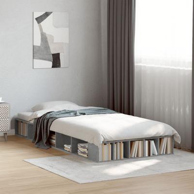 Bedframe bewerkt hout betongrijs 90x190 cm