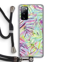 Tropical Palms Blue: Samsung Galaxy S20 FE / S20 FE 5G Transparant Hoesje met koord