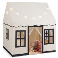 Speeltent voor Kinderen met Sterlichtslingers Wasbaar Koraalfluwelen Tapijt 3-4 Kinderen 121 x 101 x 137 cm Beige