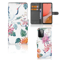 Samsung Galaxy A72 Telefoonhoesje met Pasjes Bird Flowers - thumbnail