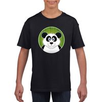 Dieren panda shirt zwart jongens en meisjes - thumbnail