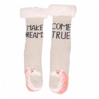 Grijze Dames Huissokken/slofsokken Eenhoorns - Huissokken - thumbnail