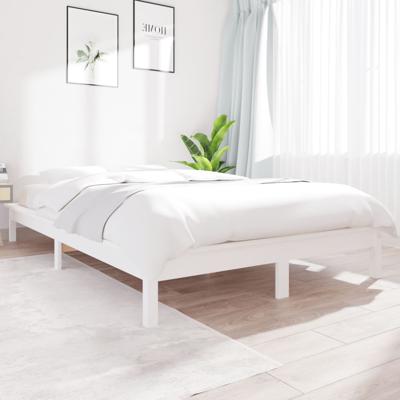 Bedframe massief grenenhout wit 120x200 cm