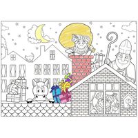 6x Sinterklaas kleurplaat/placemats voor 5 december