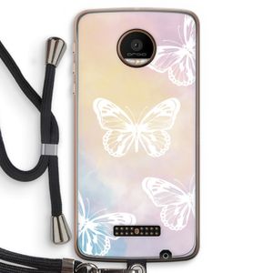 White butterfly: Motorola Moto Z Force Transparant Hoesje met koord