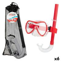 Snorkelbril en -buis voor Kinderen AquaSport Zwart Rood (6 Stuks)