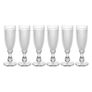 Vivalto Prosecco/champagneglazen - glas - set 12x stuks - 185 ml - Luxe Diamonds relief glas