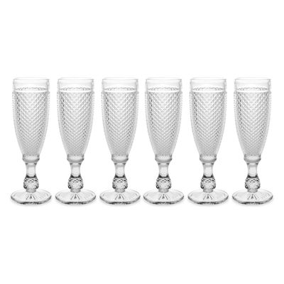 Vivalto Prosecco/champagneglazen - glas - set 12x stuks - 185 ml - Luxe Diamonds relief glas Vivalto Prosecco/champagneglazen - glas - set 12x stuks - 185 ml - Luxe Diamonds relief glas