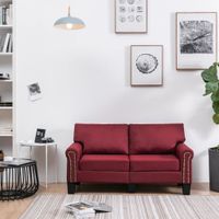 vidaXL Tweezitsbank stof wijnrood - thumbnail