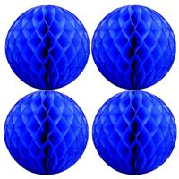 Papieren kerstballen - 4x - blauw - 10 cm - kerstversiering