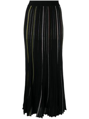 Sonia Rykiel jupe longue rayée à design plissé - Noir