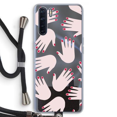 Hands pink: Oppo A91 Transparant Hoesje met koord