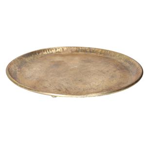 Kaarsenbord/decoratie dienblad - goud - metaal - D43 x H4 cm - rond - tafeldecoratie schaal