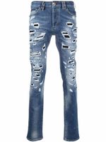 Philipp Plein jean droit à effet usé - Bleu - thumbnail