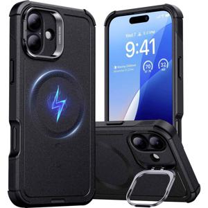 ESR Cyber Tough HaloLock Case + Stash Stand Backcover Apple iPhone 16 Plus Zwart MagSafe compatible