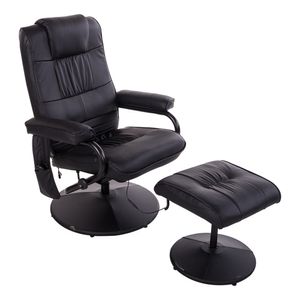 HOMCOM massagestoel relaxstoel tv-stoel stoel met massagefunctie incl. krukje kunstleer zwart 77 x 84 x 95 cm | Aosom Netherlands