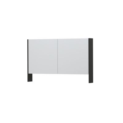 INK SPK3 Spiegelkast - 120x14x74cm - 2 deuren - dubbelzijdige Spiegel - open planchet - schakelaar en stopcontact - MDF lak antraciet mat 1110252