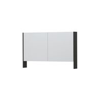 INK SPK3 Spiegelkast - 120x14x74cm - 2 deuren - dubbelzijdige Spiegel - open planchet - schakelaar en stopcontact - MDF lak antraciet mat 1110252