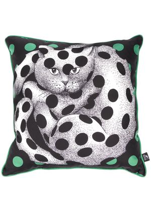 Fornasetti oreiller à imprimé chat - Blanc