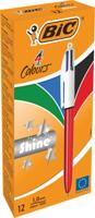 Bic Colours Shine 4-kleurenbalpen, medium, klassieke inktkleuren, lichaam metallic rood Bic Colours Shine 4-kleurenbalpen, medium, klassieke inktkleuren, lichaam metallic rood