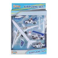 2-Play vliegtuig pull back met 4 voertuigen en accessoires