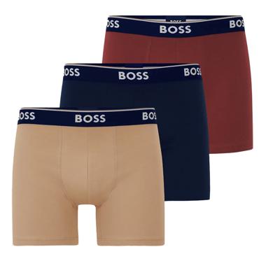 Boss Power boxershorts 3-pack beige-terra-blauw